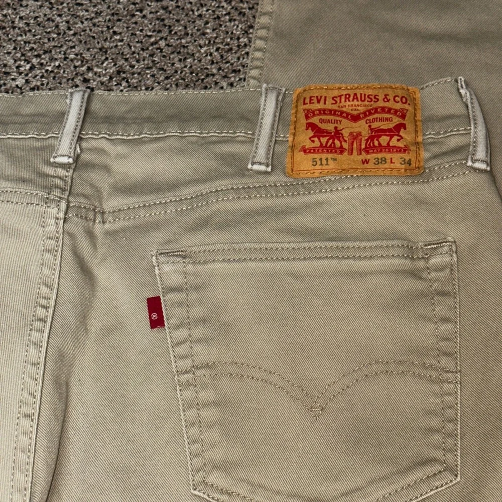 Levis 511 Slim Fit Khaki Tan Pants Mens 38x34 Stretch Chino Jeans 5987